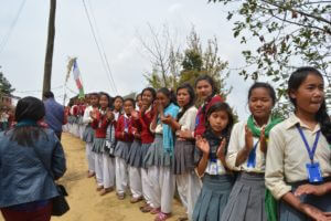 Nepal Children Standing in Line
